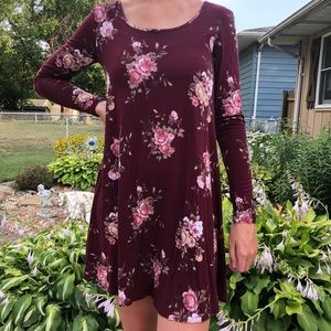 Floral maroon dress
